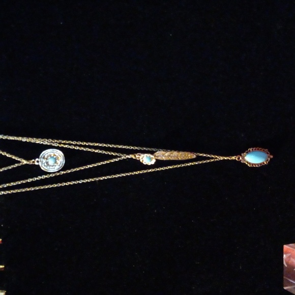 3 layer turquoise necklace. Boho design. - Picture 1 of 4